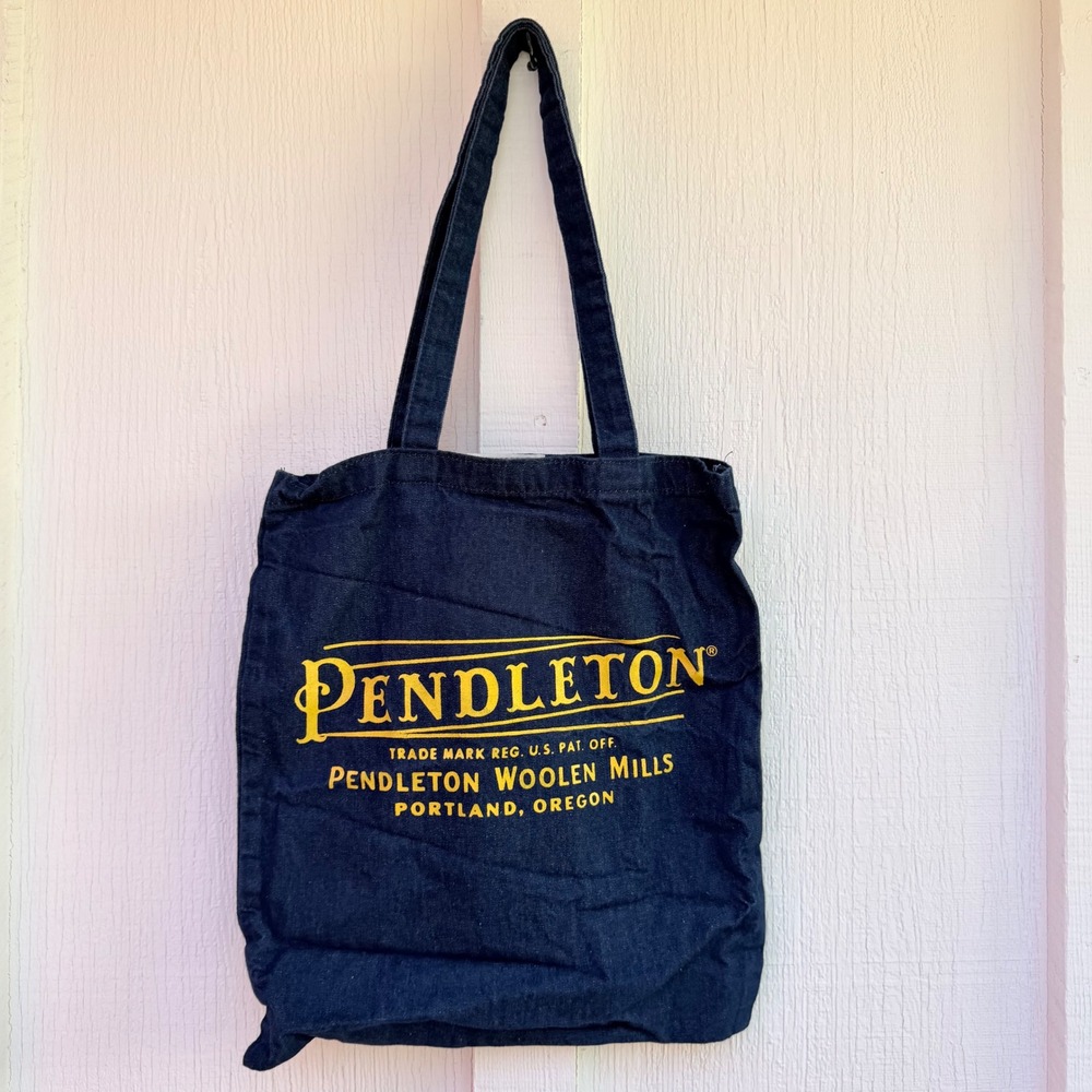 Pendleton Woolen Mills Maptote Navy Blue Denim Canvas Graphic Tote Bag